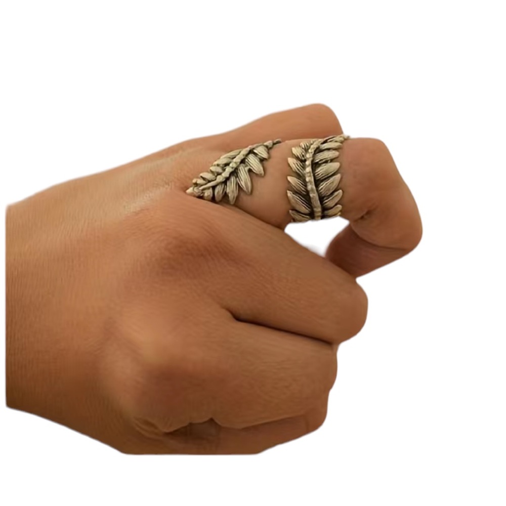 Boho Style Silver Leaf Design Wrap Ring - image 3